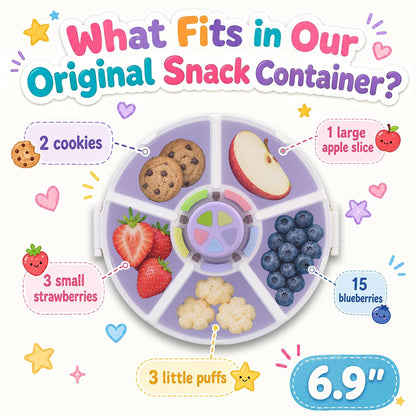 Kids Reusable Rotating Snack Container with 5 Separate Compartments, Color Matching Opening Lid, BPA/PVC-Free, Dishwasher Safe, Perfect for Travel, School Lunches & On-the-Go Snacking-Blue