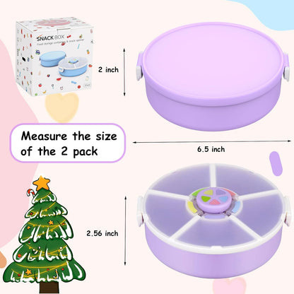 Kids Reusable Rotating Snack Container with 5 Separate Compartments, Color Matching Opening Lid, BPA/PVC-Free, Dishwasher Safe, Perfect for Travel, School Lunches & On-the-Go Snacking-Blue