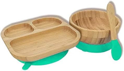 Baby Toddler Stay Put Dish, Kids Suction Plate, Bamboo Cute Tableware