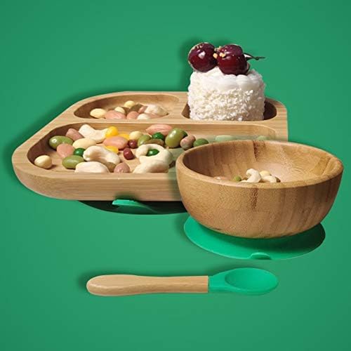 Baby Toddler Stay Put Dish, Kids Suction Plate, Bamboo Cute Tableware
