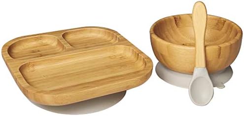 Baby Toddler Stay Put Dish, Kids Suction Plate, Bamboo Cute Tableware