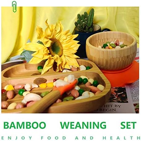 Baby Toddler Stay Put Dish, Kids Suction Plate, Bamboo Cute Tableware