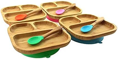 Baby Toddler Stay Put Dish, Kids Suction Plate, Bamboo Cute Tableware