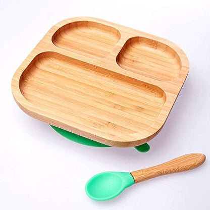 Baby Toddler Stay Put Dish, Kids Suction Plate, Bamboo Cute Tableware