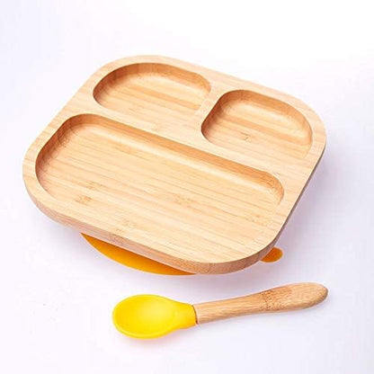 Baby Toddler Stay Put Dish, Kids Suction Plate, Bamboo Cute Tableware