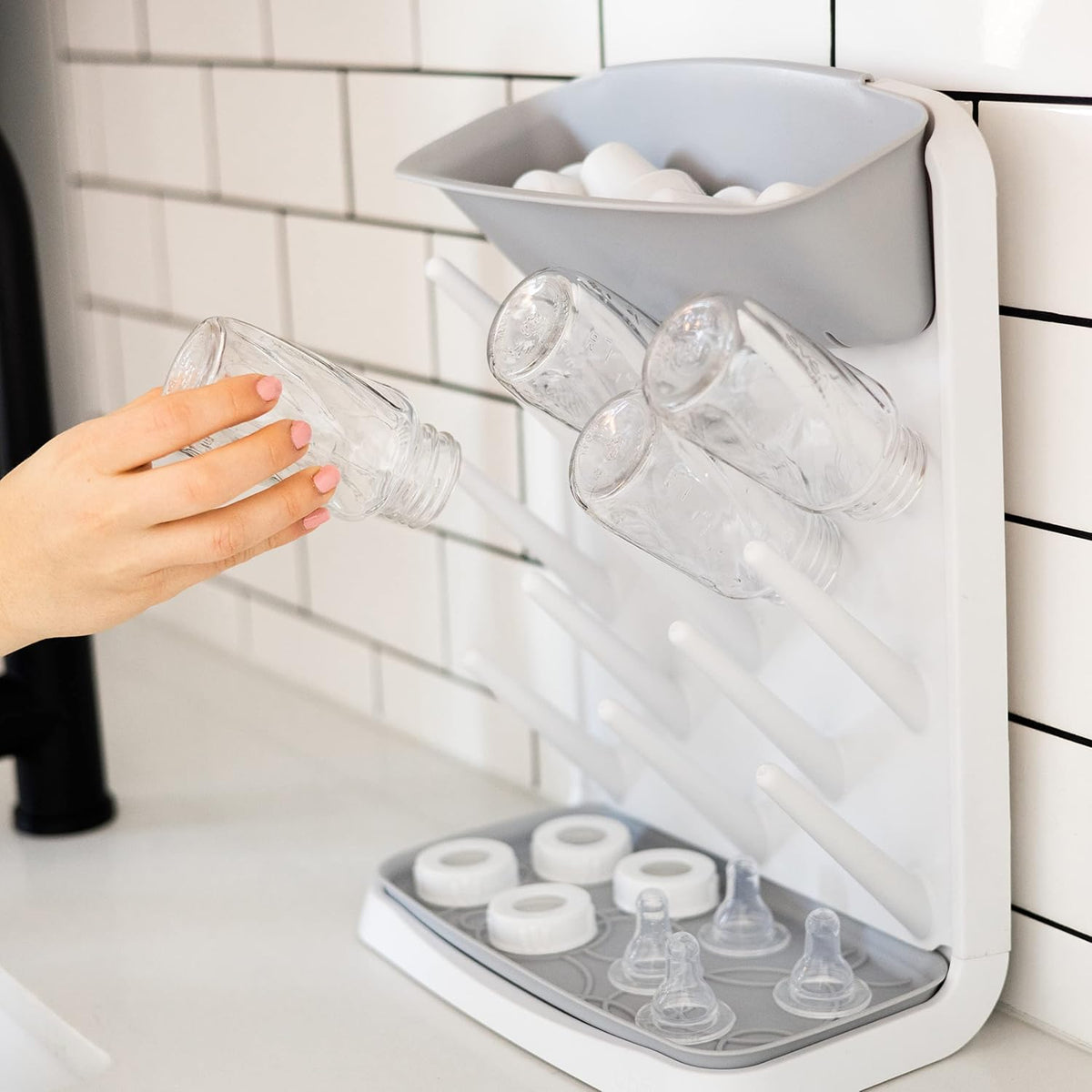 Vertical Baby Bottle Drying Rack, Space Saving Countertop Bottle Dryer