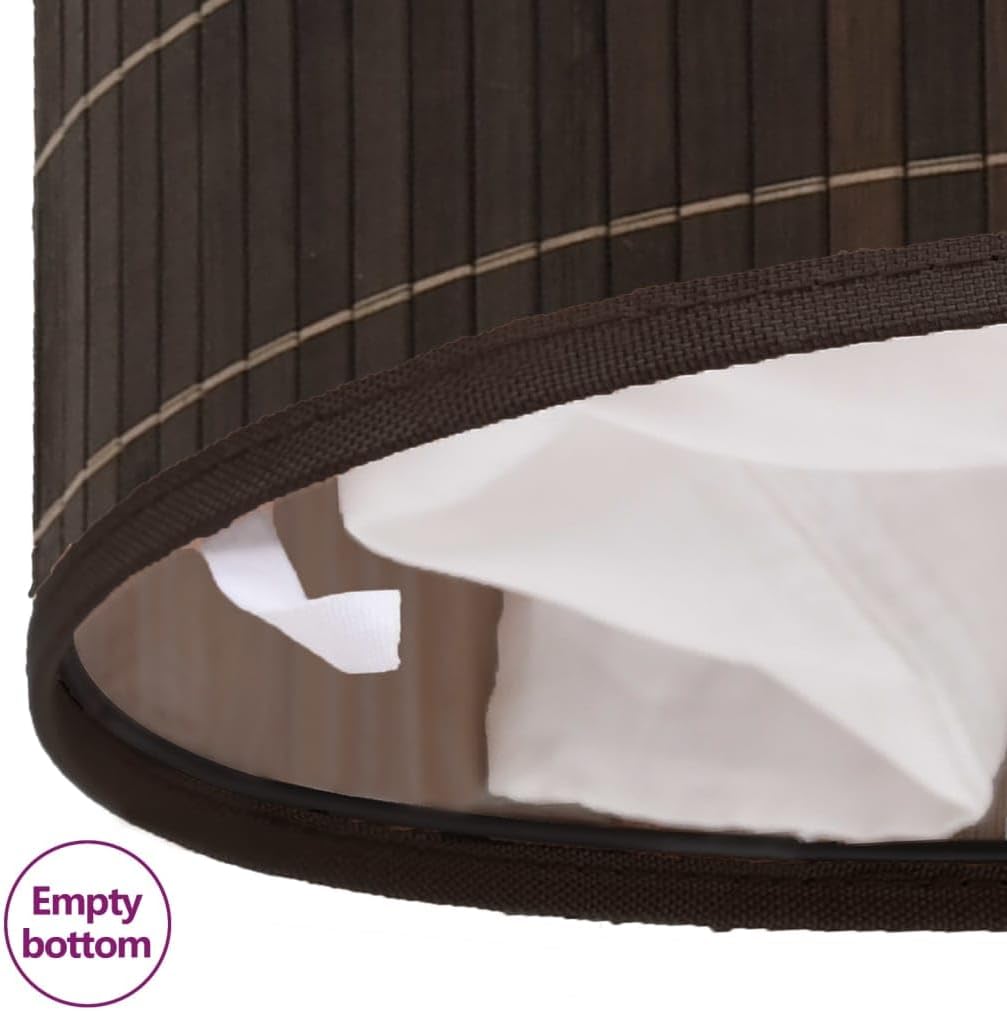 Bamboo Laundry Bin Round Hamper with Removable Liner, Foldable Clothes Storage Basket with Handles, 13.7 inch x 23.6 inch