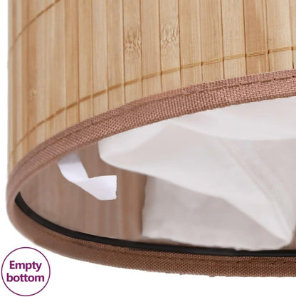Bamboo Laundry Bin Round Hamper with Removable Liner, Foldable Clothes Storage Basket with Handles, 13.7 inch x 23.6 inch