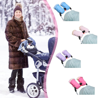 Baby Strollers Gloves Proetctive Plush Lined Hand Protections Mittens for Parents Winter Essential Strollers Accessories