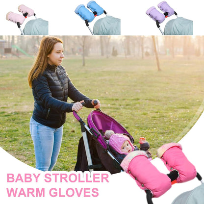 Baby Strollers Gloves Proetctive Plush Lined Hand Protections Mittens for Parents Winter Essential Strollers Accessories