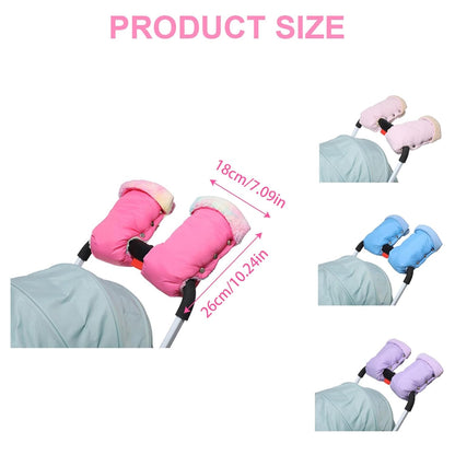 Baby Strollers Gloves Proetctive Plush Lined Hand Protections Mittens for Parents Winter Essential Strollers Accessories
