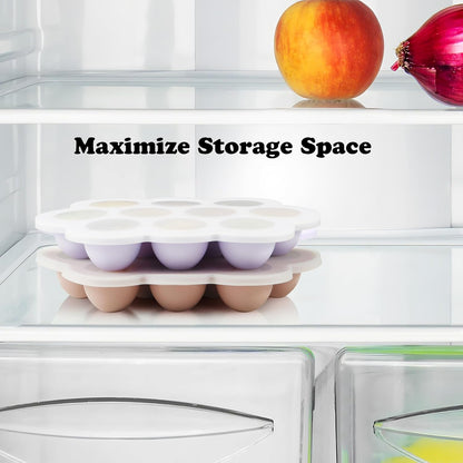 2 Pack Cloud Silicone Baby Food Freezer Tray with Lids, 1oz Measurement Markings for Precise Portioning, BPA Free Storage Containers for Homemade Purees, Breast Milk & Snacks (Pink/Purple)