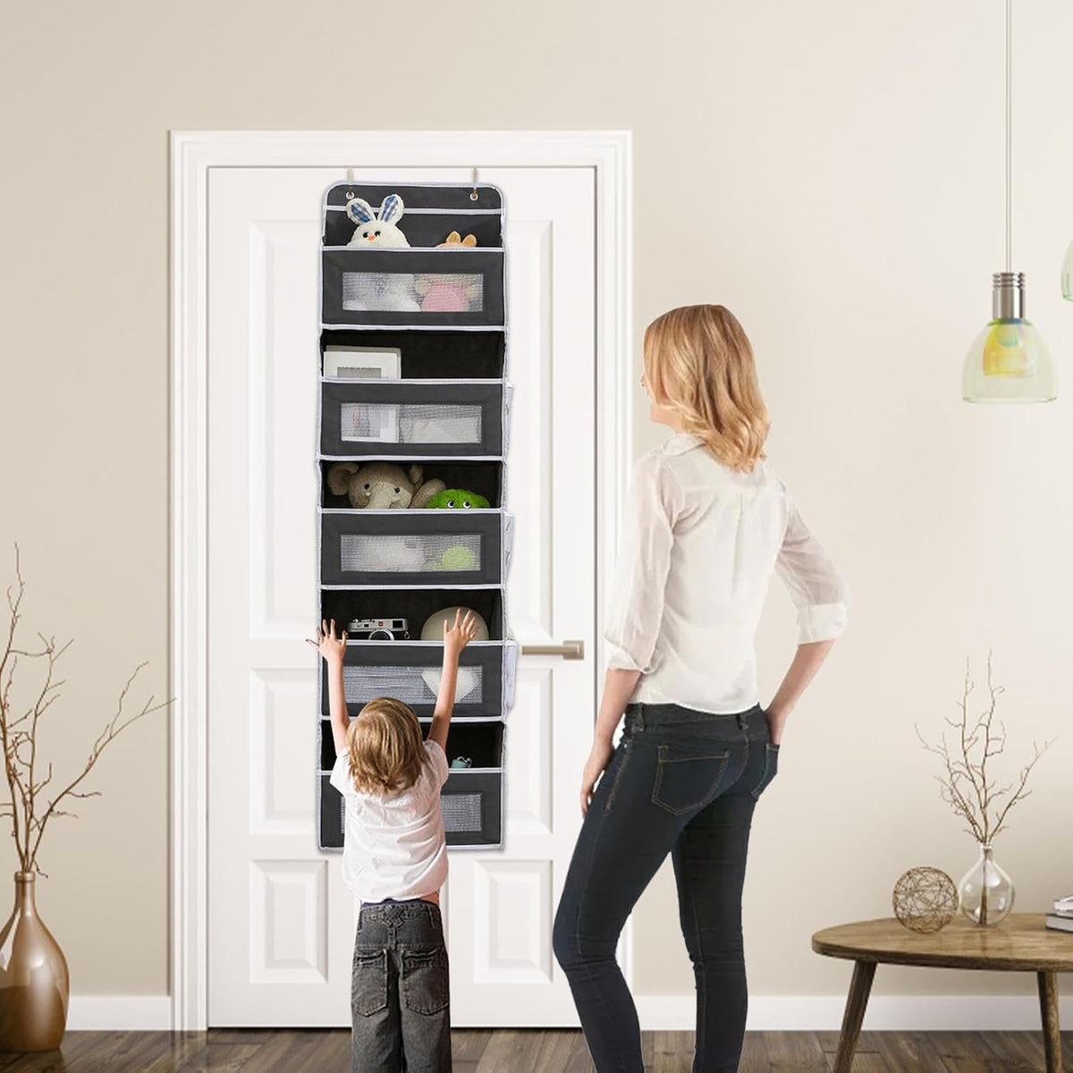 Closet Door Organizer - Large Capacity Closet Cabinet Storage Bag,Door Storage for Bathroom, Pantry, Bedroom, Nursery, Clothes, Toys, Diapers