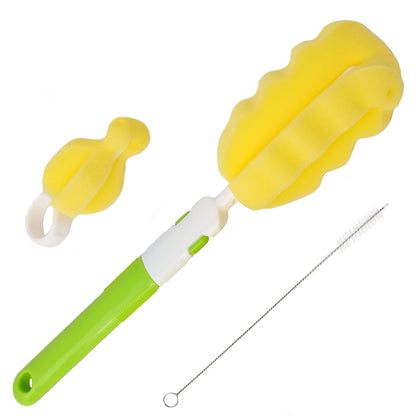 Triple Baby Bottle Cleaner Brush Set - Includes Baby Bottle Brush Cleaner, Nipple Brush & Straw Cleaning Brush - Eco-Conscious Plastic Handle with Non-Slip Grip, Replaceable Sponges - Blue