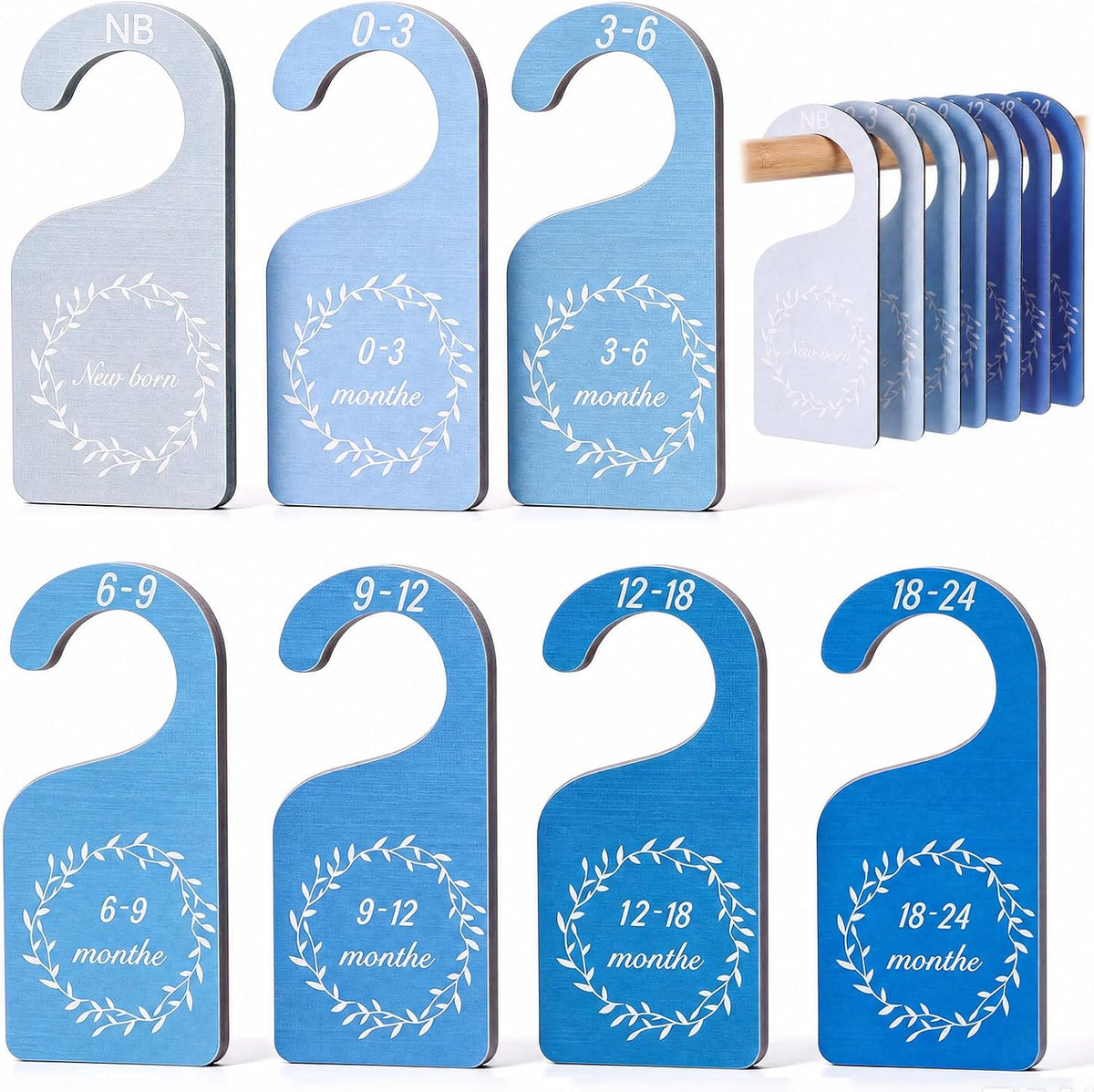 7 Pieces Wooden Baby Closet Dividers Boy Girl, Grid, Lattice