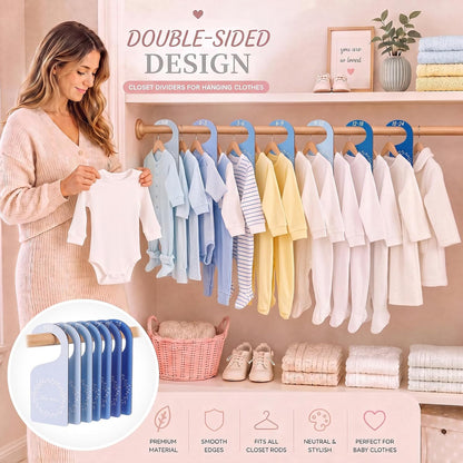 7 Pieces Wooden Baby Closet Dividers Boy Girl, Grid, Lattice