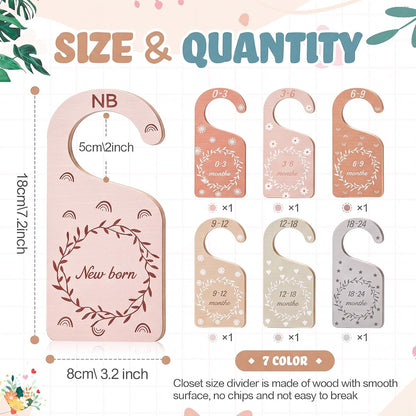7 Pieces Wooden Baby Closet Dividers Boy Girl, Grid, Lattice