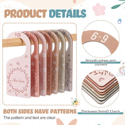 7 Pieces Wooden Baby Closet Dividers Boy Girl, Grid, Lattice