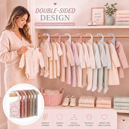 7 Pieces Wooden Baby Closet Dividers Boy Girl, Grid, Lattice