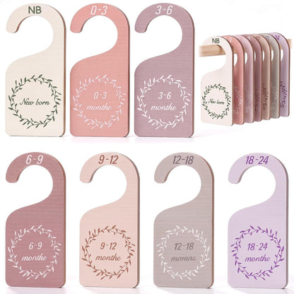 7 Pieces Wooden Baby Closet Dividers Boy Girl, Grid, Lattice