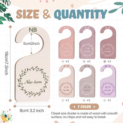 7 Pieces Wooden Baby Closet Dividers Boy Girl, Grid, Lattice