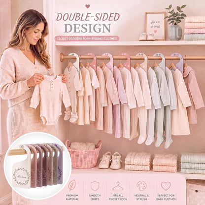 7 Pieces Wooden Baby Closet Dividers Boy Girl, Grid, Lattice