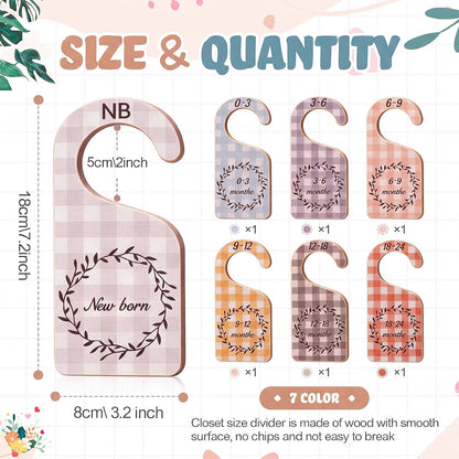 7 Pieces Wooden Baby Closet Dividers Boy Girl, Grid, Lattice