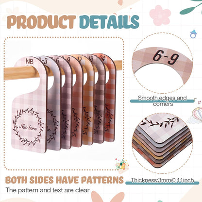 7 Pieces Wooden Baby Closet Dividers Boy Girl, Grid, Lattice