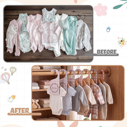 7 Pieces Wooden Baby Closet Dividers Boy Girl, Grid, Lattice