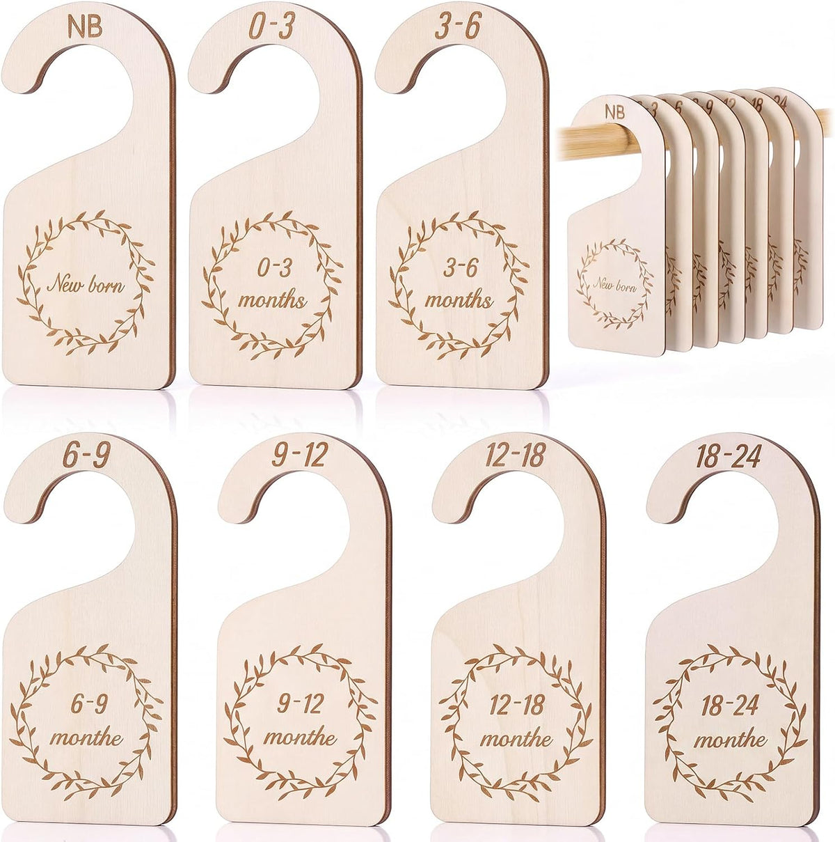7 Pieces Wooden Baby Closet Dividers Boy Girl, Grid, Lattice