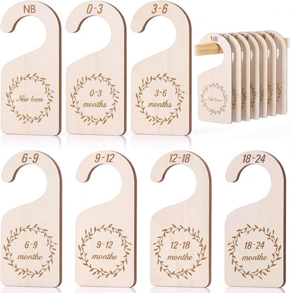 7 Pieces Wooden Baby Closet Dividers Boy Girl, Grid, Lattice