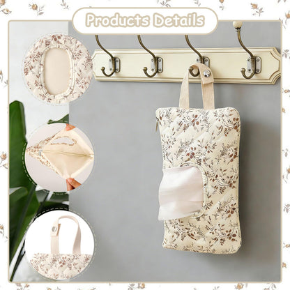 Baby Wipe Holder, Floral Quilted Dispenser Pouch Portable Mommy Bag for Travel Stroller Daily Casual (Beige)