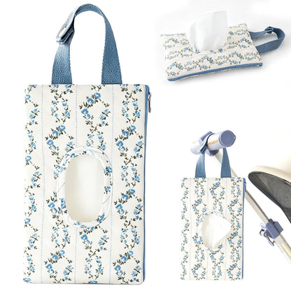 Baby Wipe Holder, Floral Quilted Dispenser Pouch Portable Mommy Bag for Travel Stroller Daily Casual (Beige)