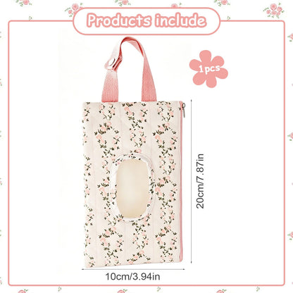 Baby Wipe Holder, Floral Quilted Dispenser Pouch Portable Mommy Bag for Travel Stroller Daily Casual (Beige)