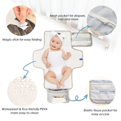 Cowboy Boots Western Desert Portable Diaper Changing Pad, Waterproof Baby Changing Mat with Storage Pocket & Built-in Pillow, Foldable Travel Pad, Newborn Gift Set for Boy Girl