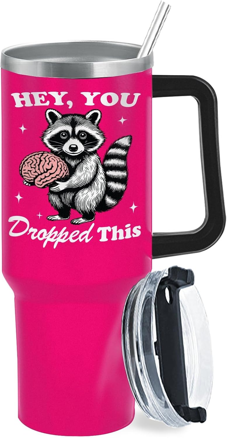 40 oz Tumbler with Handle and Straw Hey, You Dropped This Tumbler with Lid and Straw Insulated Tumbler Stainless Steel Tumblers