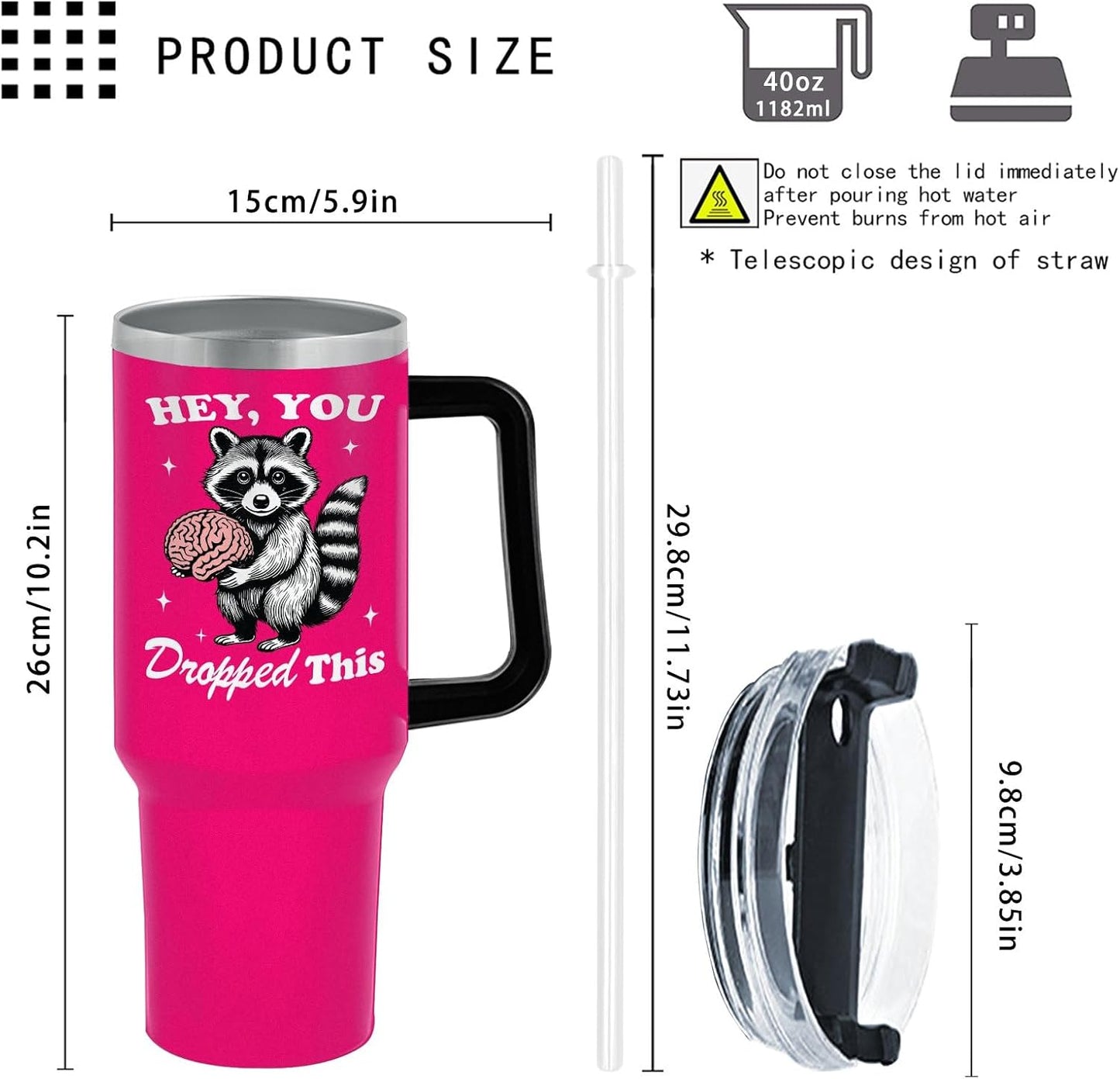 40 oz Tumbler with Handle and Straw Hey, You Dropped This Tumbler with Lid and Straw Insulated Tumbler Stainless Steel Tumblers