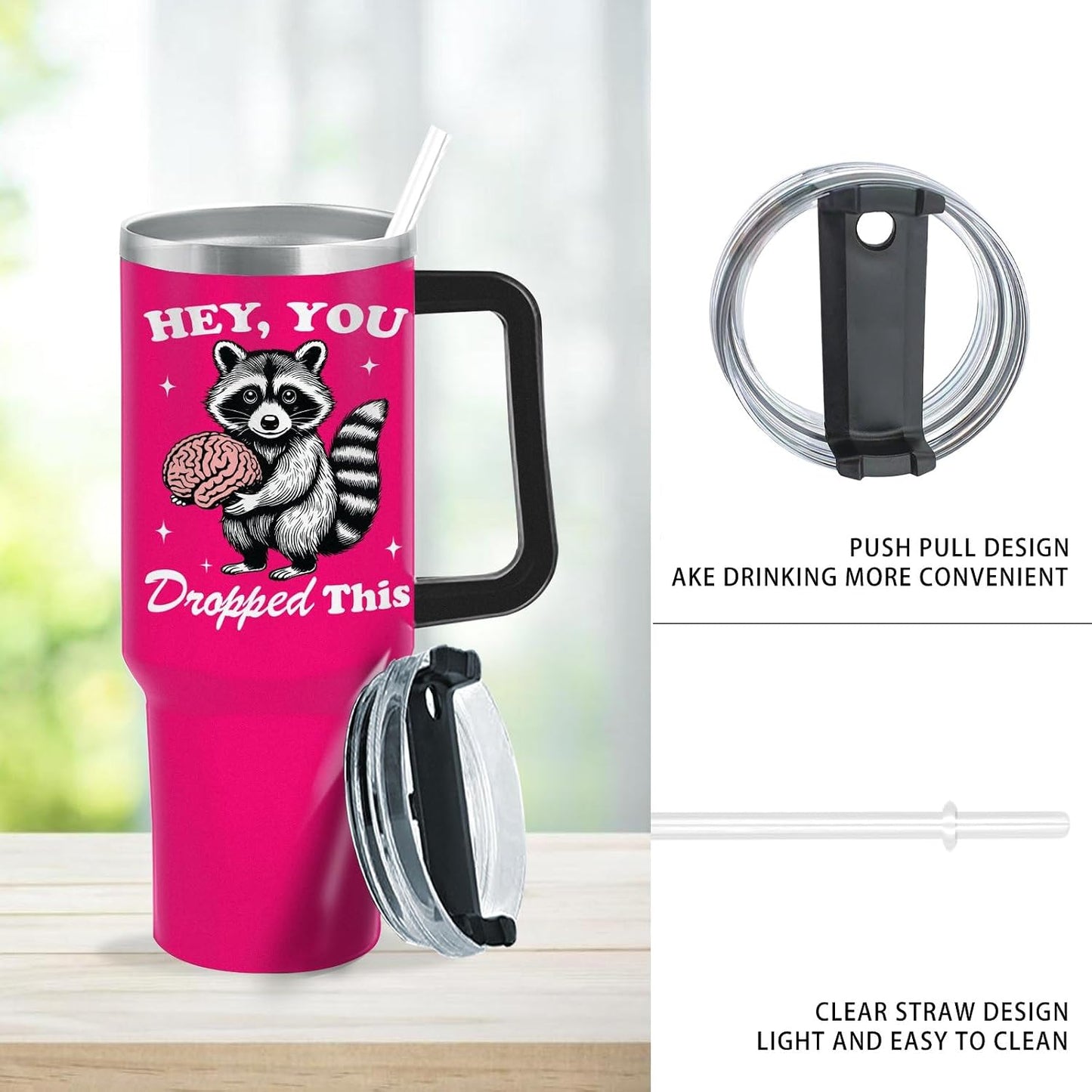 40 oz Tumbler with Handle and Straw Hey, You Dropped This Tumbler with Lid and Straw Insulated Tumbler Stainless Steel Tumblers