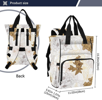 Diaper Bag Backpack, Multifunction Travel Bag for Moms Dads, Baby Changing Bag with Insulted Pockets, Stroller Straps and Side Bottle Pockets Elegant Floral Pattern