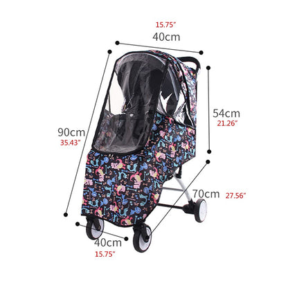 1Pc Portable Rain Cover Weatherproof Shield Wind Canopy Pushchair Mesh Ventilation Trend Travel Umbrella Rain Cover