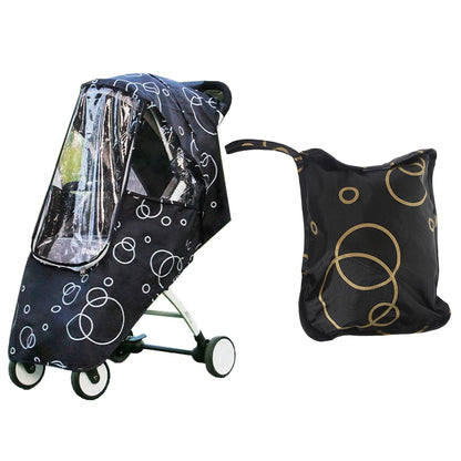 1Pc Portable Rain Cover Weatherproof Shield Wind Canopy Pushchair Mesh Ventilation Trend Travel Umbrella Rain Cover