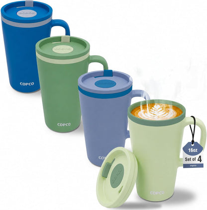 Cone Desk Mug - Purple, Chocolate, Green, Mustard, 16 Oz, Set of 4