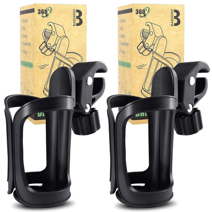 Stroller Cup Holders, Universal Drinks Holder, 2 Pack, Black