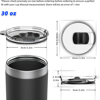 2 Pack Replacement Tumbler Lid for YETI 30 oz Tumbler, 14 oz Mug and 35 oz Straw Mug Replacement Cover with Magnetic Slider Switch (30oz, Black)