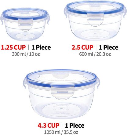 Round Food Storage Containers, 1.25 cup 10 oz, 12-Piece