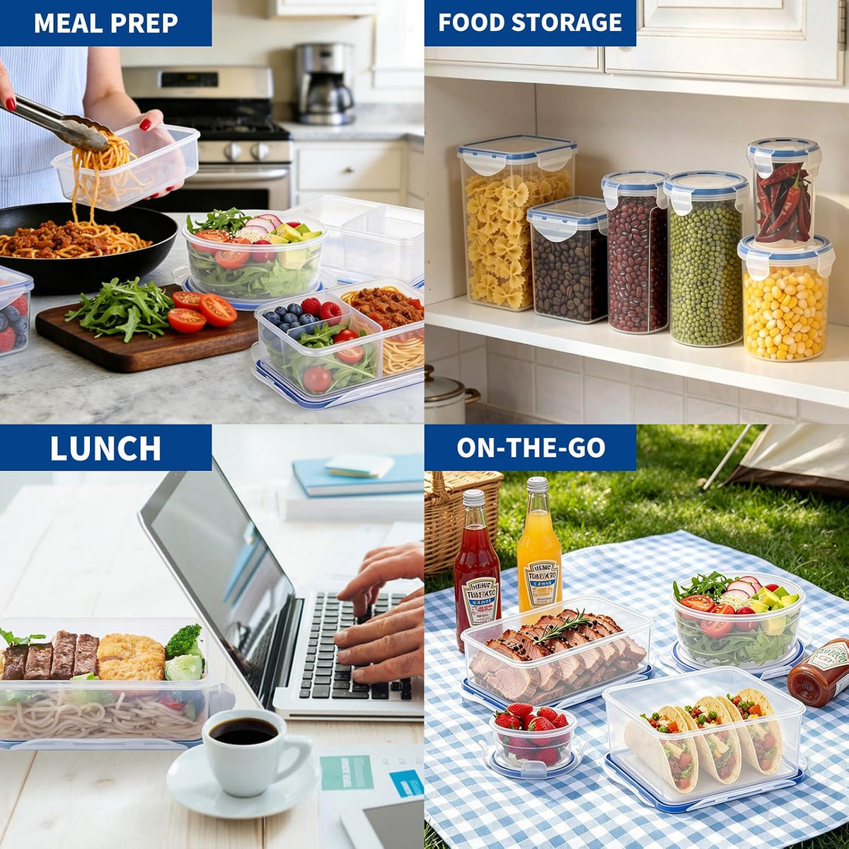 Round Food Storage Containers, 1.25 cup 10 oz, 12-Piece