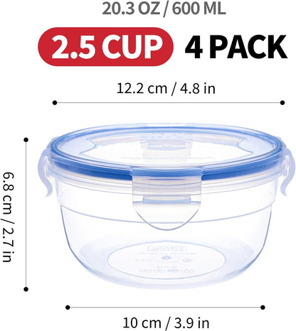 Round Food Storage Containers, 1.25 cup 10 oz, 12-Piece
