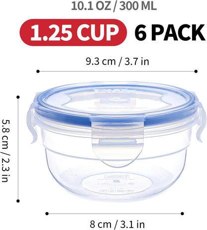 Round Food Storage Containers, 1.25 cup 10 oz, 12-Piece