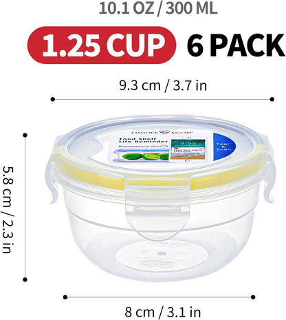 Round Food Storage Containers, 1.25 cup 10 oz, 12-Piece