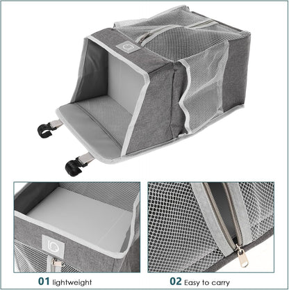 Large Bedside Storage Bag, Hanging Organizer for Diapers and Essentials, Portable Nursery Hanging Organizer with Multiple Pockets, Grey Fabric for Crib and Changing Table